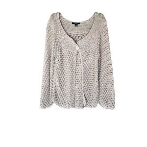 Women's 411 Tan Hand Knitted Single Button Sweater M